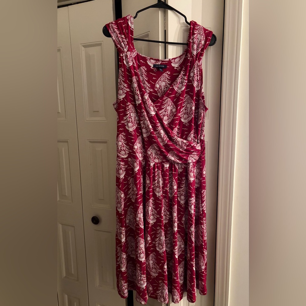 XL Lands End Red Sailboat Dress